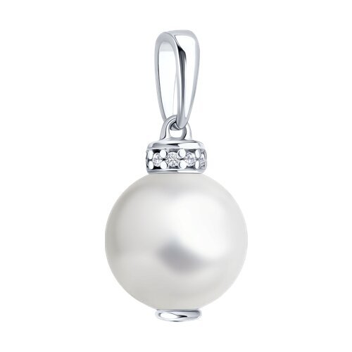 Кулон из серебра с жемчугом и фианитами «Белая Лагуна» Соколов (арт.94-130-00092-1)