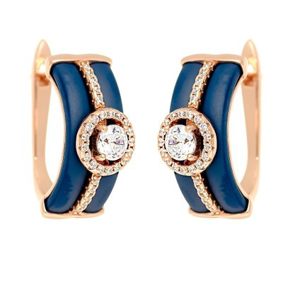 Серьги из серебра с керамикой и куб. цирконием (Арт.tm-e00617-vl-g-x-x-w)