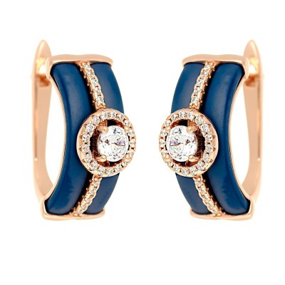 Серьги с керамикой и кубическим цирконием «Ceramic Shine» Fresh Jewelry (арт.TM-E00617-Вl-G-X-X-W)