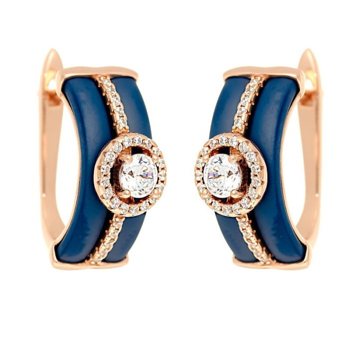 Серьги из серебра с керамикой и куб. цирконием (Арт.tm-e00617-vl-g-x-x-w)