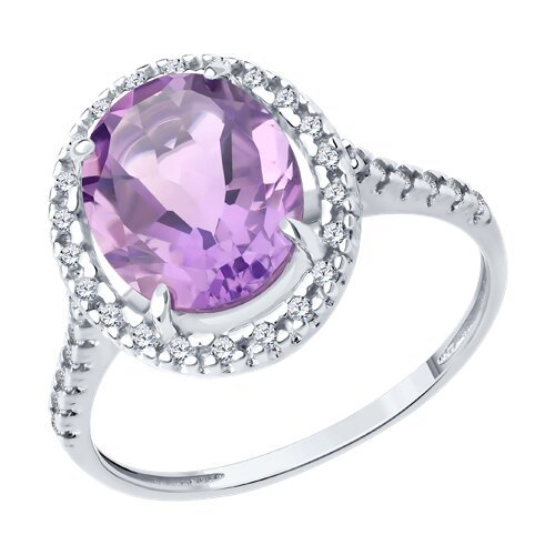 Кольцо из серебра с аметистом и фианитами (Арт.94-310-02647-2)