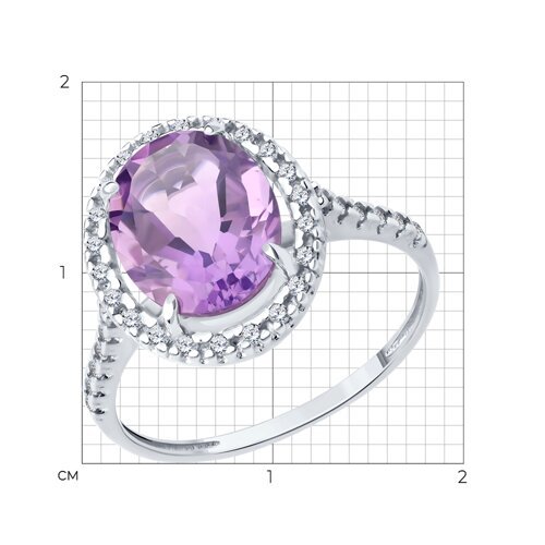 Кольцо из серебра с аметистом и фианитами (Арт.94-310-02647-2)