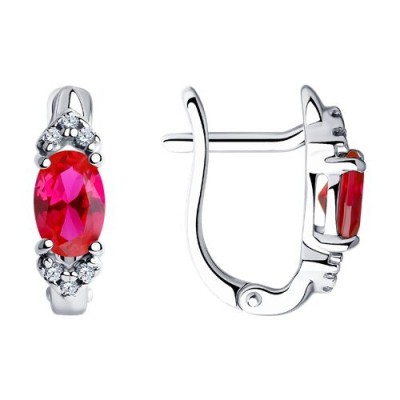 Серьги из серебра с корундами и фианитами «Алая Гармония» SOKOLOV (арт.84020015)