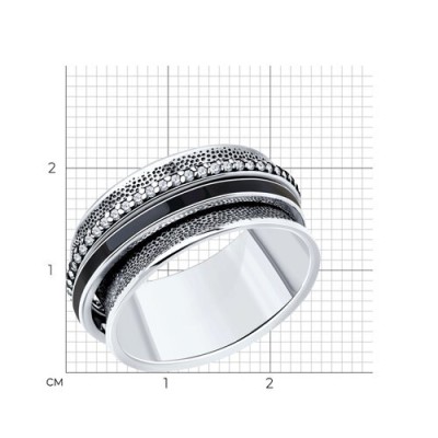 Кольцо из серебра с эмалью «Ночная фактура» Соколов (арт.95010215)