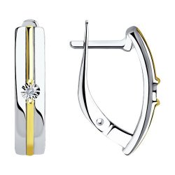 Серьги из золочёного серебра с бриллиантами (Арт.87020025)