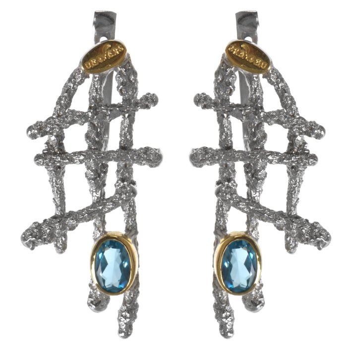 Серебряные серьги BEAVERS с топазом 2112t