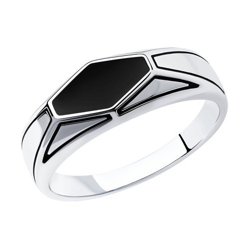 Кольцо-печатка из серебра с эмалью «Графитовый акцент» Соколов (арт.94012536)