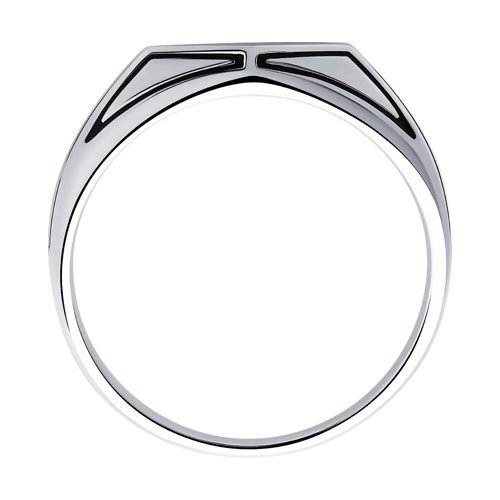 Кольцо-печатка из серебра с эмалью «Графитовый акцент» Соколов (арт.94012536)