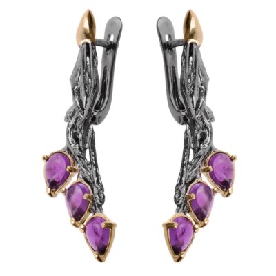 Серебряные серьги BEAVERS с аметистом 2173a_ox