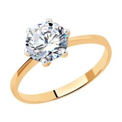 Кольцо из золочёного серебра с фианитом (Арт.89010075)