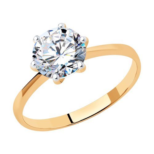 Кольцо из золочёного серебра с фианитом (Арт.89010075)