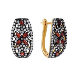 Серьги из золота с бриллиантом и гранатом (Арт.me31401-br-rgt-yg_dn_grb_yg)