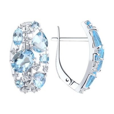 Серьги из серебра с топазами и фианитами (Арт.92020171)