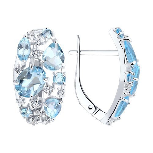 Серьги из серебра с топазами и фианитами (Арт.92020171)