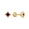 Серьги из золочёного серебра с гранатами и фианитами (Арт.92022406)