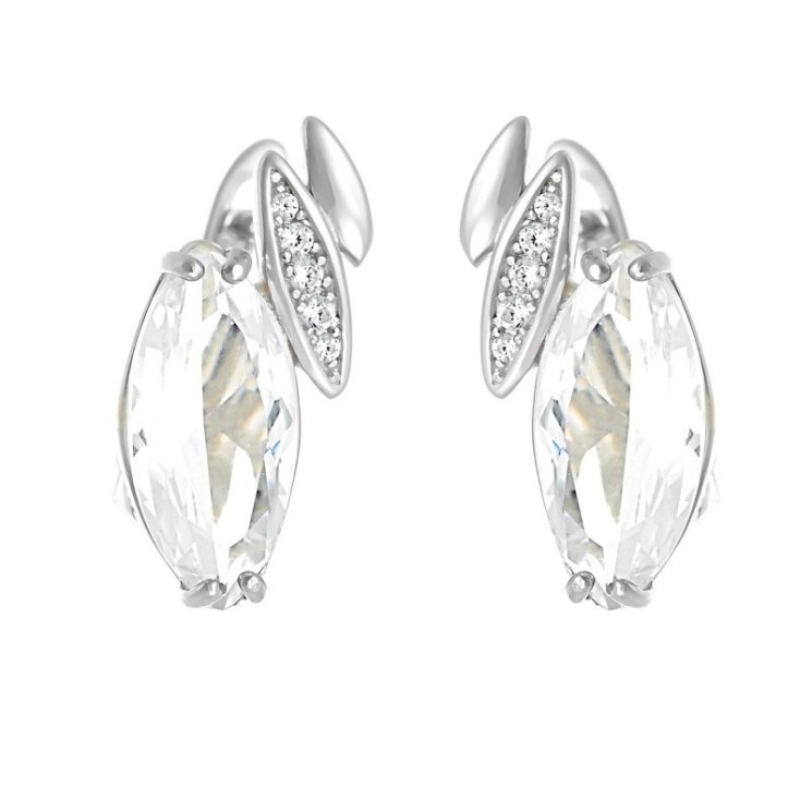 Серьги из серебра с кварцем и куб. цирконием (Арт.pd-e00530-x-w-w-x-w)
