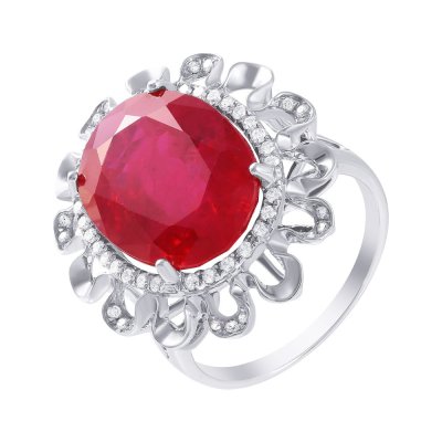 Кольцо из белого золота с бриллиантом и рубином (Арт.r01274ar4ws_rv_wg)