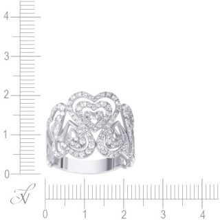 Кольцо с бриллиантами «Ажурные Сердца» из белого золота JVG (арт.R268DWA4WG-C_KO_WG)