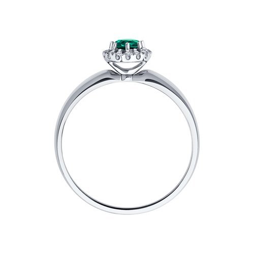 Кольцо из белого золота с бриллиантами и изумрудом (Арт.3010587-3)