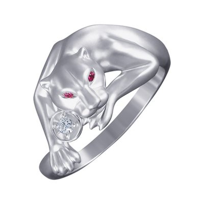 Кольцо из белого золота с бриллиантом и рубином (Арт.r49277a114w005_ko_ru_wg)