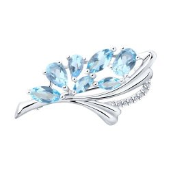 Брошь из серебра с топазами и фианитами (Арт.94-340-00528-1)