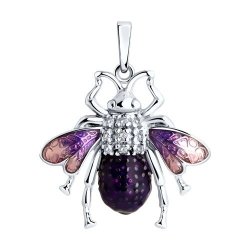 Подвеска из серебра с фианитами и эмалью (Арт.94033194)