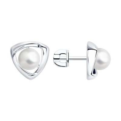 Серьги из серебра с жемчугом (Арт.94-122-01139-1)