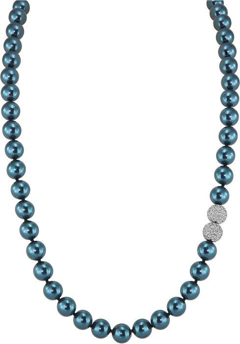 Ожерелье из серебра с жемчугом и куб. цирконием (Арт.32l-sk-24)