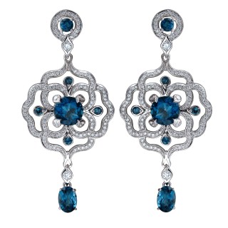 Серьги из белого золота с бриллиантами и топазами «Garden Bloom» Estet (арт.01С677987-4)