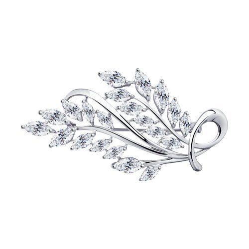 Брошь из серебра с фианитами (Арт.94-140-00485-1)
