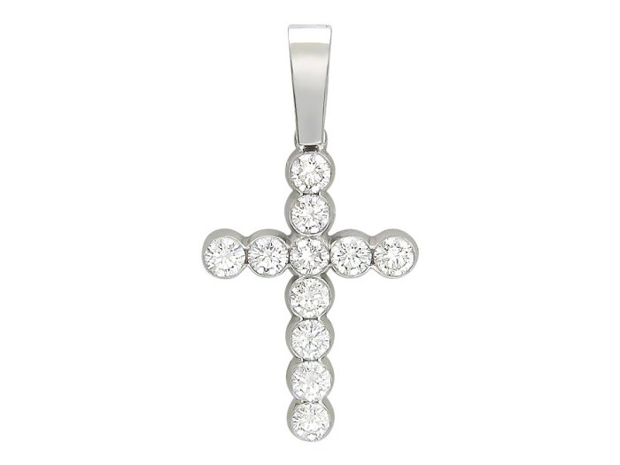 Крест из белого золота с бриллиантами «Elegance Свет веры» Estet (арт.01Р670749Z)