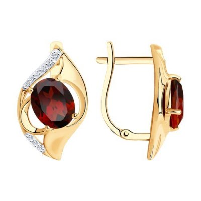 Серьги золотые с гранатом «Алый Шелест» SOKOLOV (арт.51320009242)