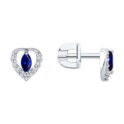 Серьги из белого золота с бриллиантами и сапфирами (Арт.2021215-3)