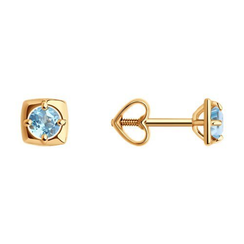 Серьги пусеты золотые пробы 585 с топазом (Арт.51-322-01307-4)