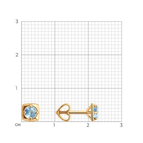 Серьги пусеты золотые пробы 585 с топазом (Арт.51-322-01307-4)