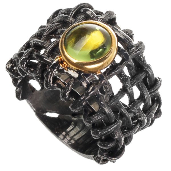 Серебряное кольцо BEAVERS с хризолитом 1356h_ox