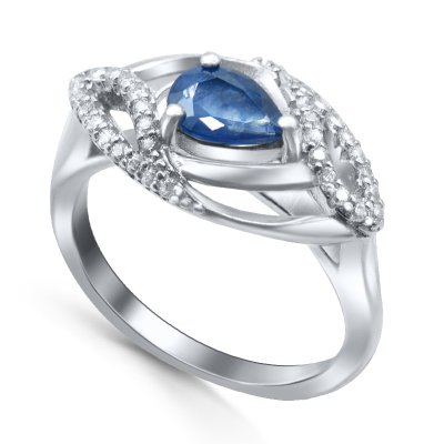 Кольцо Серебряные крылья (Арт.21knys2315-155_korundsapf_kubcirkonii_30)