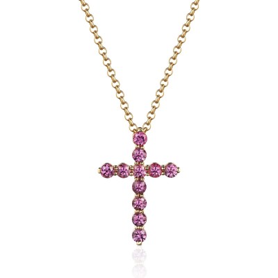 Ожерелье золотое с сапфирами «RELIGION Cross» Estet (арт.01Л532235-1)