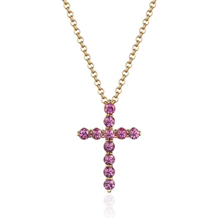 Ожерелье золотое с сапфирами «RELIGION Cross» Estet (арт.01Л532235-1)
