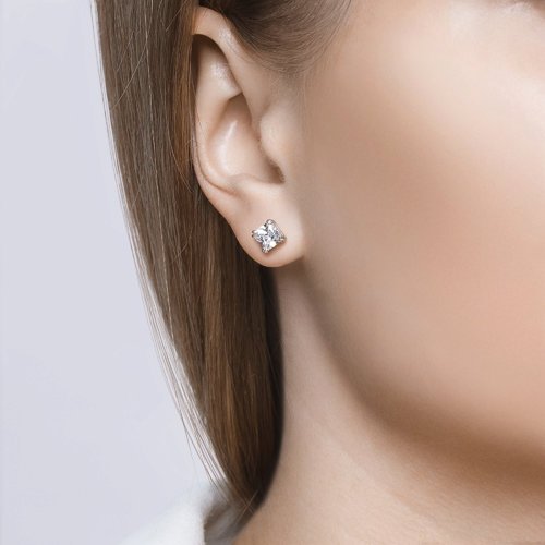 Серьги-пусеты из серебра с фианитами (Арт.94021725)