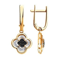 Серьги из золота с бесцветными и чёрными бриллиантами (Арт.7020057)