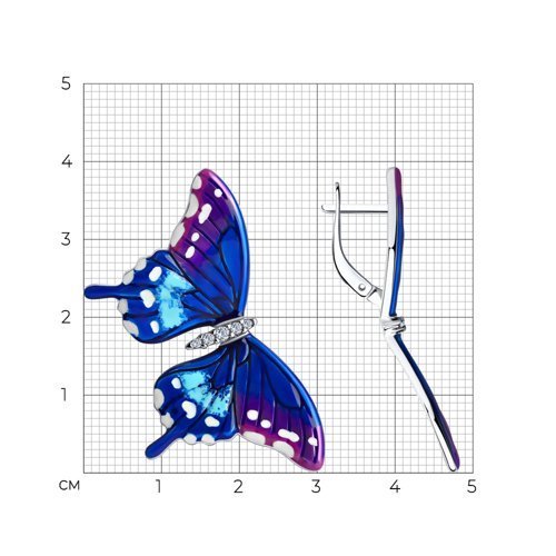 Серьги из серебра с эмалью и фианитами (Арт.94024266)