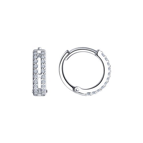 Серьги из серебра с фианитами «Ледяной ореол» Соколов (арт.9402)