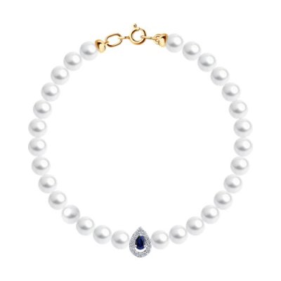 Браслет золотой пробы 585 с миксом камней (Арт.79-50018)