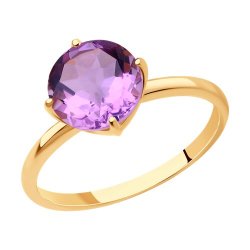 Кольцо золотое пробы 585 с аметистом (Арт.716675)