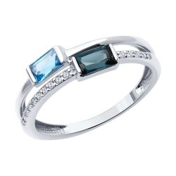 Кольцо золотое пробы 585 с миксом камней (Арт.716377-3)
