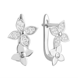 Серьги из серебра с фианитом (Арт.cz-e04037-x-w-w-x-w)