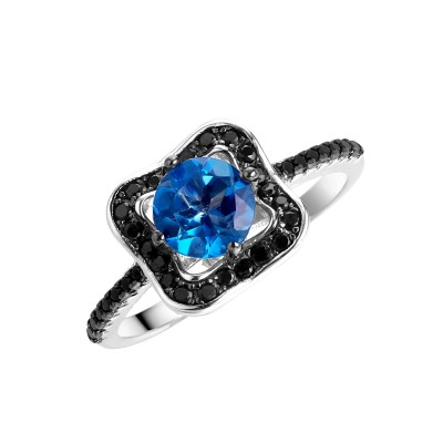 Кольцо с топазом «Spring Sky» серебро 925 Fresh Jewelry (арт.CZ-R00928-X-WB-LB-X-B)