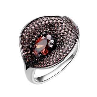 Кольцо серебряное с фианитами «Brown Shine» Fresh Jewelry (арт.CZ-R02367-X-WB-DB-X-DB)