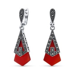 Серьги Серебряные крылья (Арт.220008-300a-39_korallpr_markazit)